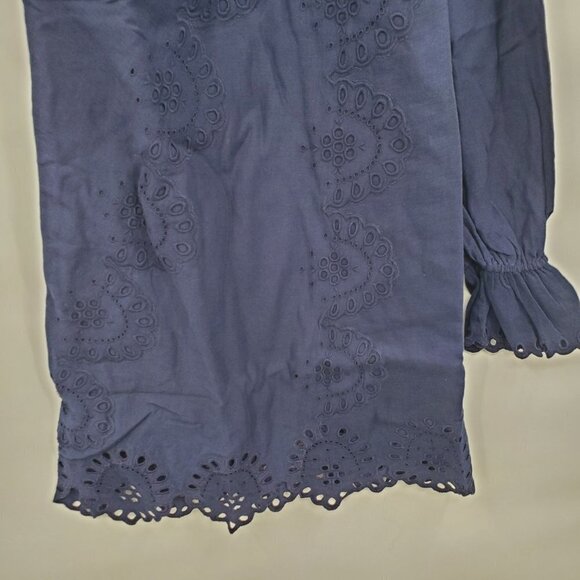 Hill House Mila Dress One Shoulder Eyelet Crochet Mini Linen Womens Small NWT - Picture 6 of 15